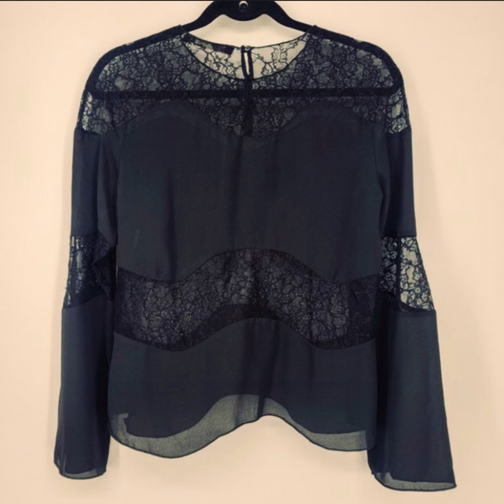 Zara Black Lace Long Sleeve Blouse.